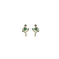 Gold Snake Green Leaf Crystal Look Long Stud Earrings view 5
