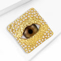 Pearl Square Eye Brooch in Detailed Metal for Jackets and Scarves view 2