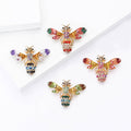 Colorful Crystal Bee Brooch with Detailed Gold Tone Wings view 4