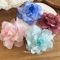 Large Sheer Fabric Rose Duckbill Hair Clip Four Colors view 4