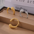 Open Teardrop Hammered Rings Gold Steel Free Size Adjustable view 4