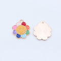 Gold Tone Smiling Rainbow Petal Flower Enamel Charm view 3