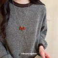 Brown Flocked Horse Pendant Lariat Necklaces in Two Shades view 3