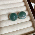Glossy Round Stud Earrings in Pink Blue and Green Color Options view 7