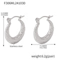 Dimpled Texture C Shape Hoop Earrings Steel Gold Stainless view 6
