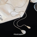 White Teardrop Slider Lariat Geometric Statement Necklace view 4