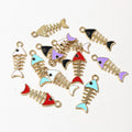 Colorful Enamel Fishbone Metal Charms in a Random Mix view 4