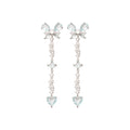Silver Blue Crystal Butterfly Drop Earrings Statement Jewelry view 5
