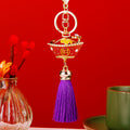 Jeweled Fortune Ingot Tassel Keychains in Five Bright Color Options view 6