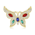 Multicolor Crystal Butterfly Brooch In Gold Tone With Polished Metal Detail view 1