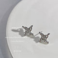 Silver Twisted Rope Knot Geometric Star Stud Earrings Pair view 4