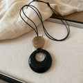Black Cord Ring Disc Pendant Necklace Assorted Styles view 11