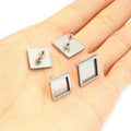 Square Earring Post Bezel Tray Blanks in a Silver Tone view 4