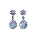 Silver Tone Floral Teardrop Earrings and Statement Necklace view 5