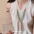 Brown Beaded Tassel Lariat Necklace Decorative Jewelry Design view 3