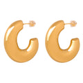 Chunky C Hoop Stud Earrings Gold Steel Small Large Sizes view 5