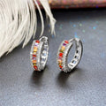 Multicolor Baguette Hinged Hoop Earrings In Two Metal Tones view 3