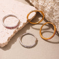Open Side Pavé Zircon Band Rings Gold Steel Pink Clear view 3