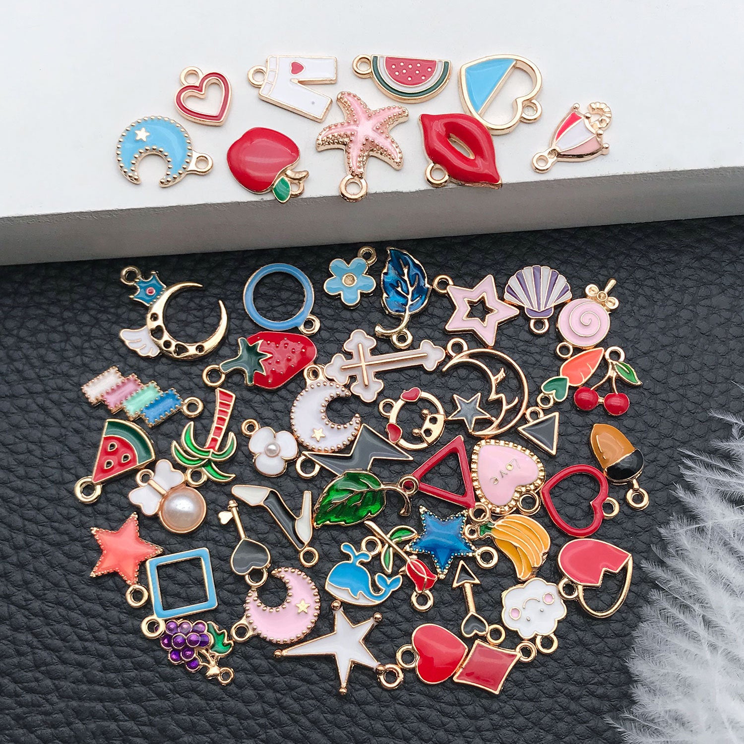 Enamel Zinc Alloy Five-Point Star Heart Charm Pendant for Necklace Bracelet