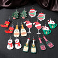 Silver Tone Printed Acrylic Christmas Novelty Hook Earrings view 1