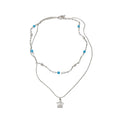 Silver Tone Blue Bead Necklaces with Star Pendants view 5