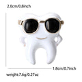 Tooth With Sunglasses Brooch In Metal With White Enamel, Black Lenses, And Gold-Tone view 4