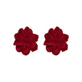 Red Fabric Flower and Bow Statement Earrings Statement Jewelry view 5