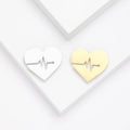 Polished Heartbeat Heart Brooch in Gold or Silver Tone view 1