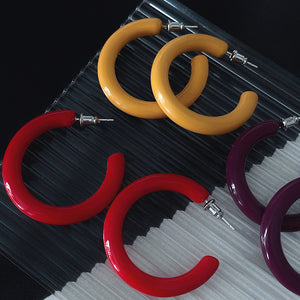 Colorful Chunky Open Hoop Stud Earrings Fashion Jewelry for Women