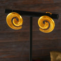 Spiral Swirl Stud Earrings Ribbed Texture Gold Steel Metal view 4
