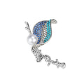 Blue White Leaf Pearl Look Metal Brooch Pin for Jackets and Lapels view 5