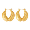 Wing Feather Texture Hoop Earrings In Gold And Steel view 5