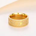 Star Moon Band Rings Gold Steel Two-Tone Celestial Pattern view 6