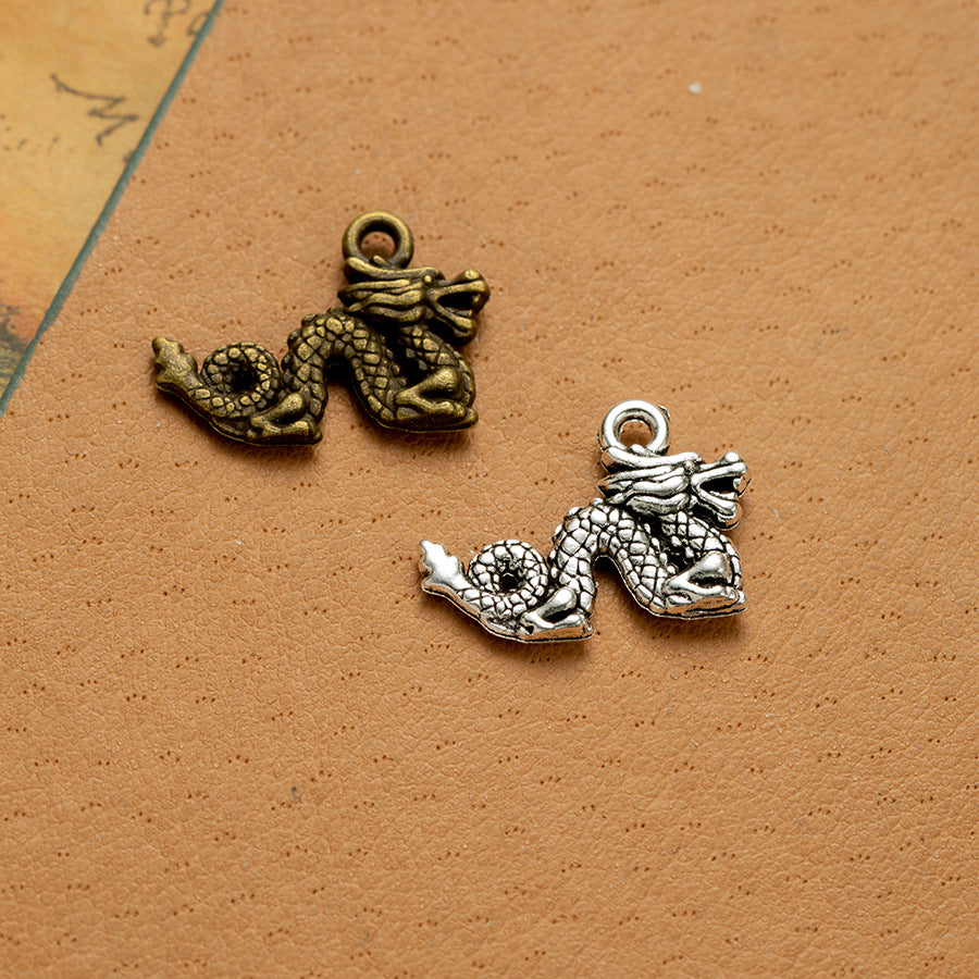 21x15mm Double-Sided Chinese Dragon Alloy Pendant Charm