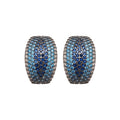 Pair of Metal Tone Blue Crystal Pave Rounded Hoop Earrings view 5