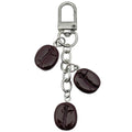 Three Brown Coffee Bean Charm Clasp Keychain with Metal Hardware view 5