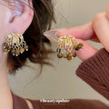 Gold Tiger Eye Moon Star CZ Necklace Firework Stud Earrings view 3