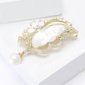 Shell Effect Butterfly Brooch With Crystal Flowers and Pearl Drop view 3