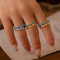Open Turquoise Cabochon Ring Gold Or Steel Titanium view 3