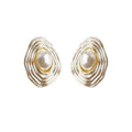 Irregular Layered Pearl Stud Earrings White Gold Frame view 5