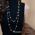 Multi Strand Floating Pearl Long Necklace Six Colors view 3