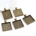 Square Pendant Bezel Settings in Four Silver and Bronze Styles view 6