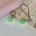 Flocked Green Turtle Phone Strap and Lobster-Clasp Charms view 2