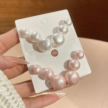 Round Faux Pearl Stud Earring Sets White Or Pink Multi Size