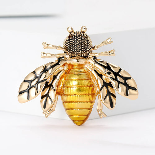 Main product view of 金色黄珐琅大蜜蜂胸针 on a light background
