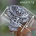 Antique Silver Openwork Floral Oval Ring Sizes 5-12 view 3