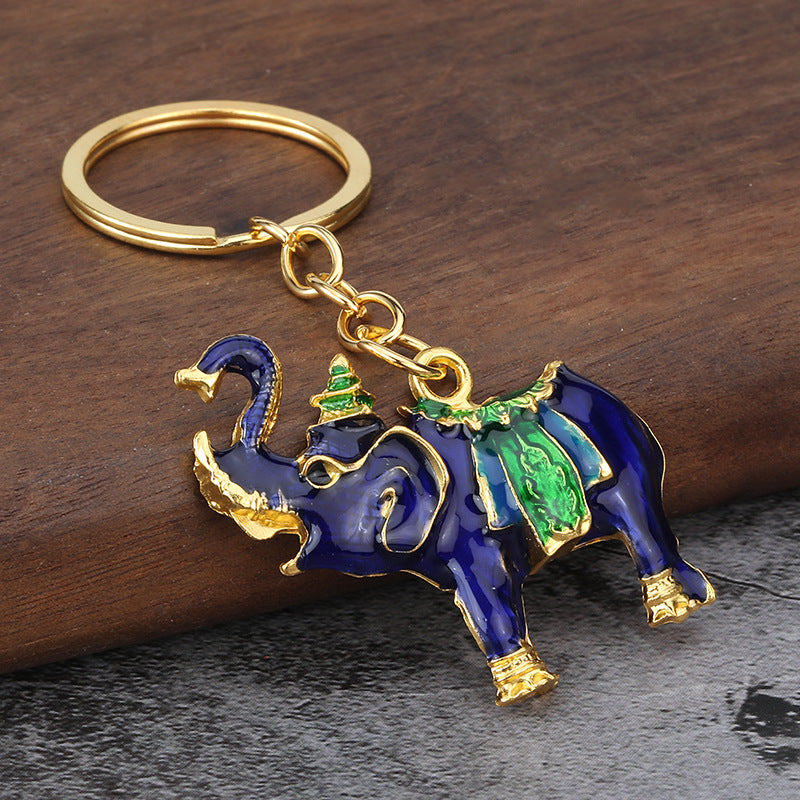 3D Enamel Elephant Metal Keychain, Animal Car Key Ring Pendant Gift