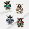 Jeweled Owl Brooch in Four Mixed Crystal Color Palettes view 2