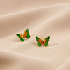 Green Butterfly Studs