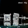 White Gold Square Four-Prong Princess Cut Clear Stud Earrings view 5